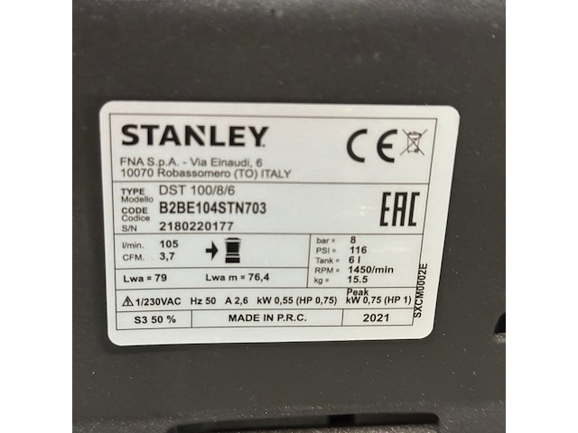 Compressor stanley, dst 100/8/6 - afbeelding 5 van  5