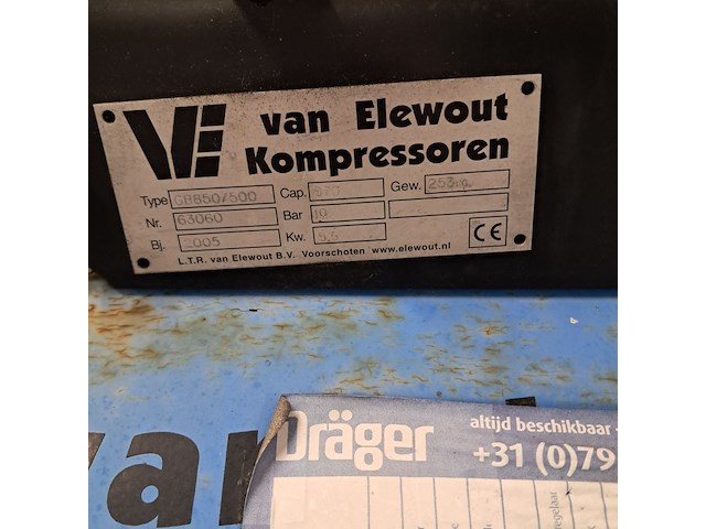 Compressor, van elewout kompressoren, gb850.500, 2005 - afbeelding 6 van  9