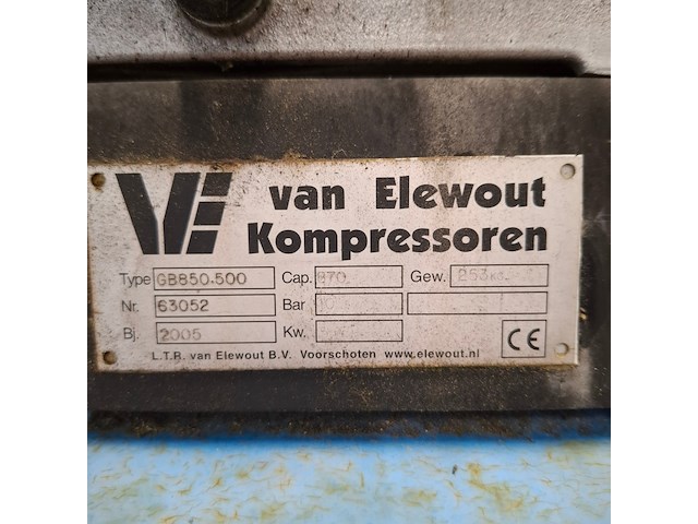 Compressor, van elewout kompressoren, gb850.500, 2005 - afbeelding 2 van  8