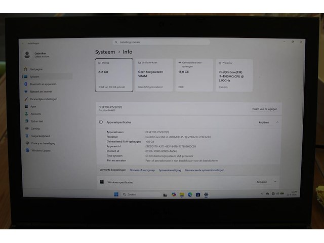 Computer dell precision m4800 met intel core i7, 16 gb ram, 256 gb ssd. met oplader. - afbeelding 3 van  3