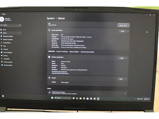 Computer msi katana gf76 11ue, intel core i7, 16 gb ram . met oplader. - afbeelding 3 van  3