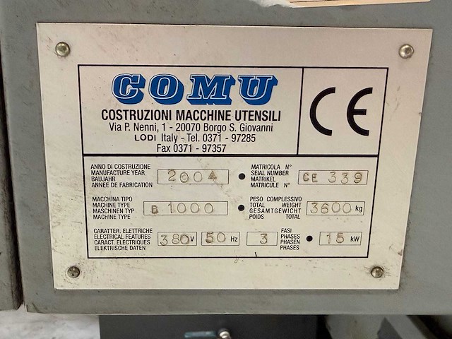 Comu - 2004 - b1000 - cnc universele bewerkingscentra - afbeelding 6 van  14