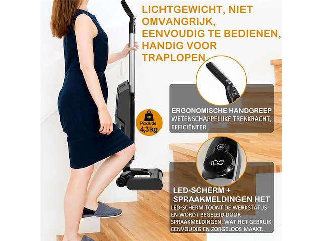 Concifa draadloze nat en droog stofzuiger met led-scherm - afbeelding 3 van  5
