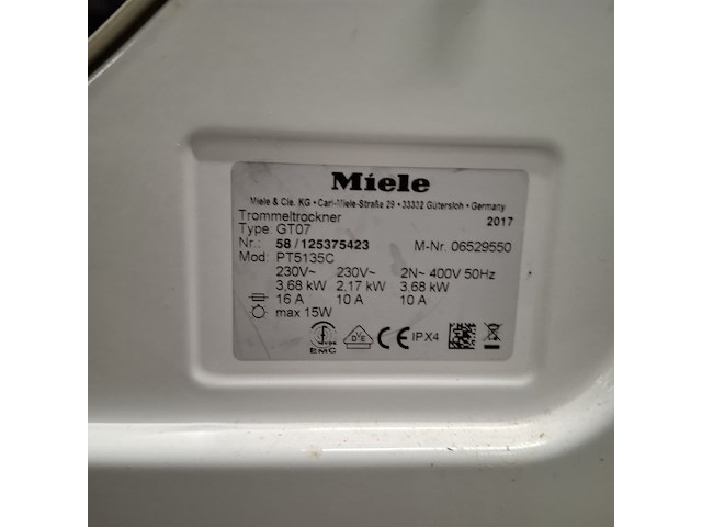 Condens droger a++, miele professional, pt5135c - afbeelding 8 van  8