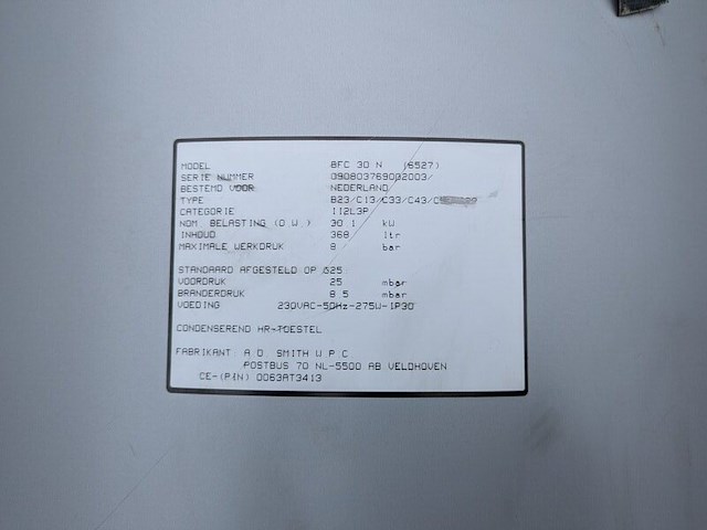 Condensatieboiler, a.o. smith, bfc 30 n, 2003 - afbeelding 3 van  12
