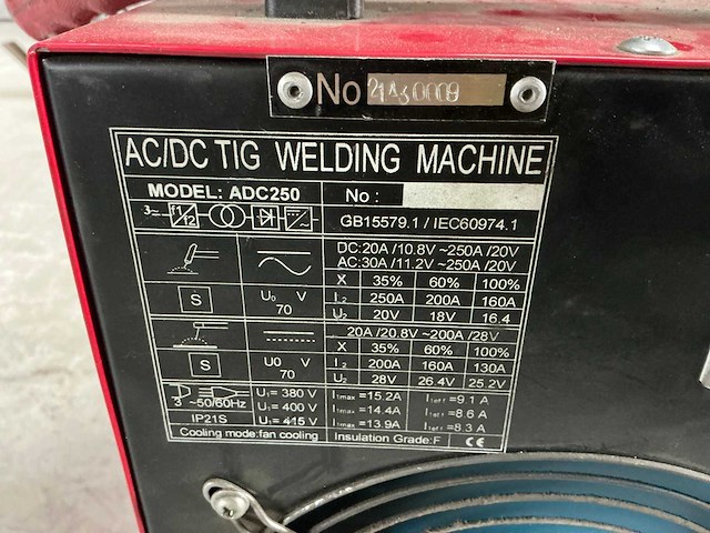 Conti-weld adc250 ac/dc tig lasmachine - afbeelding 6 van  6