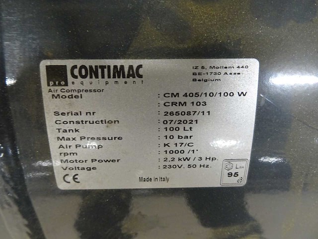 Contimac - 2021 - cm 405/10/100 w crm 103 - luchtcompressor - afbeelding 2 van  2