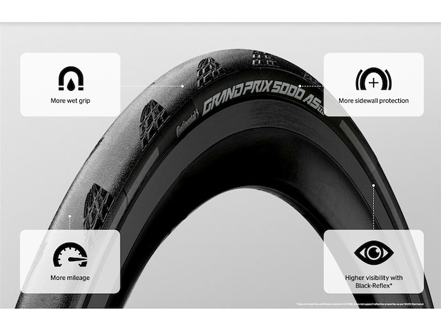 Continental grand prix 5000 allseason tr racefiets band 28mm zwart - afbeelding 2 van  6