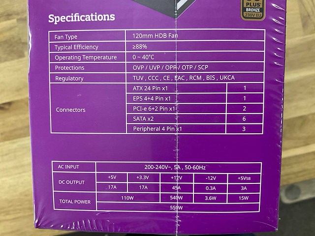 Cooler master mwe550 bronze v2 power supply - afbeelding 3 van  3