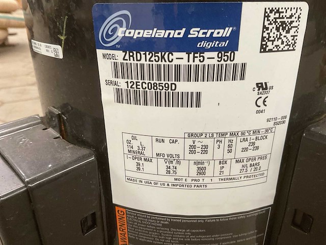 Copeland zrd125kc-tf5-950 scroll compressor - afbeelding 4 van  5