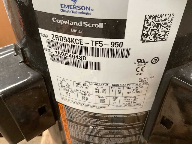 Copeland zrd125kc-tf5-950 scroll compressor - afbeelding 4 van  5