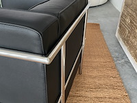 Corbusier lc2 fauteuil in echt zwart leer, zwart / chroom - afbeelding 3 van  7