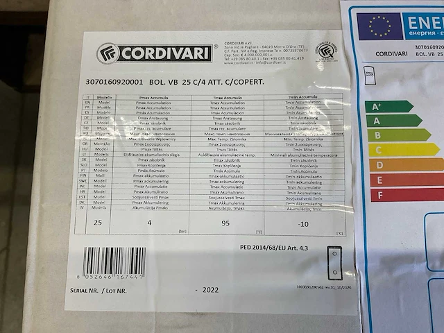 Cordivari drl buffervat 25 liter - wandmontage - afbeelding 4 van  6