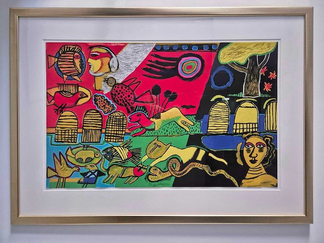 Corneille - zeefdruk - 'presence africaine' - 100 x 145 cm. - afbeelding 1 van  4