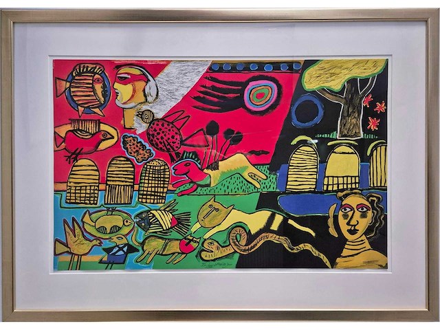 Corneille - zeefdruk - 'presence africaine' - 100 x 145 cm. - afbeelding 2 van  4