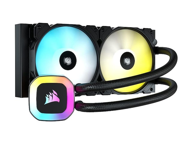 Corsair h100 rgb vloeibare cpu-koeler 240mm aio sp120 rgb zwart - afbeelding 1 van  5