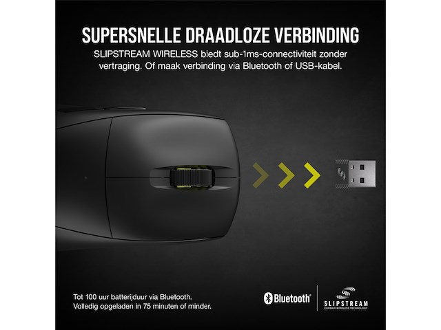 Corsair m75 air ultralichte draadloze gamingmuis 26.000 dpi zwart - afbeelding 2 van  4