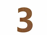 Cortenstaal huisnummer (plak) 3