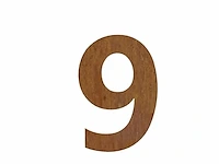Cortenstaal huisnummer (plak) 9