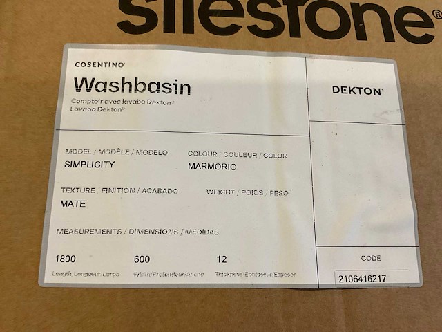 Cosentino simplicity wastafel silestone 180x60 cm - afbeelding 7 van  7