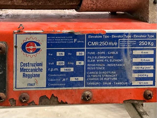 Costruzioni meccaniche reggiane cmr 250 pannenlift - afbeelding 7 van  7