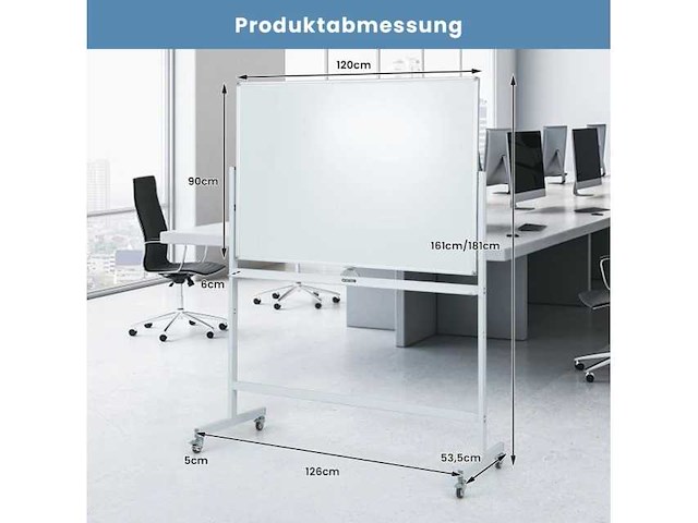 Costway cb10566wh verrijdbaar whiteboard - afbeelding 2 van  4