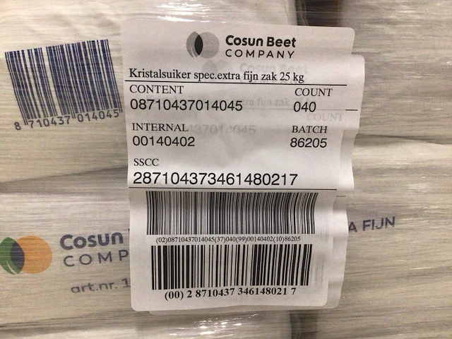 Cosun beet company kristalsuiker spec.extra fijn 25kg (30x) - afbeelding 3 van  3
