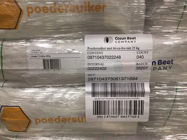 Cosun beet company poedersuiker 25kg (80x) - afbeelding 3 van  3