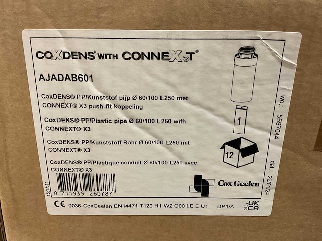 Cox geelen coxdens met connext 60/100 ajadab601 doos á 12 stuks pp/kunststof pijpen - afbeelding 4 van  4