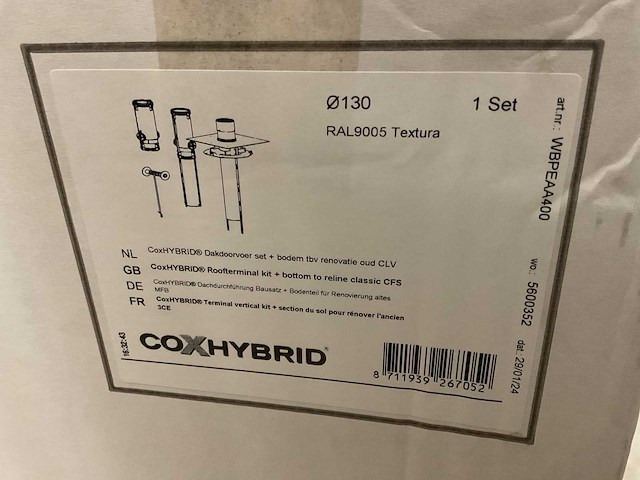 Cox geelen coxhybrid 130mm wbpeaa400 clv dakdoorvoer renovatieset - afbeelding 2 van  3