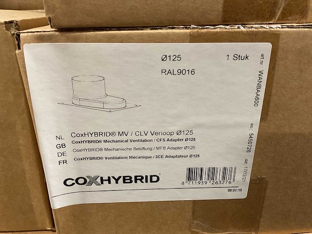 Cox geelen coxhybrid mv / clv verloop 125mm ventilatie aansluitplaat (5x) - afbeelding 1 van  2