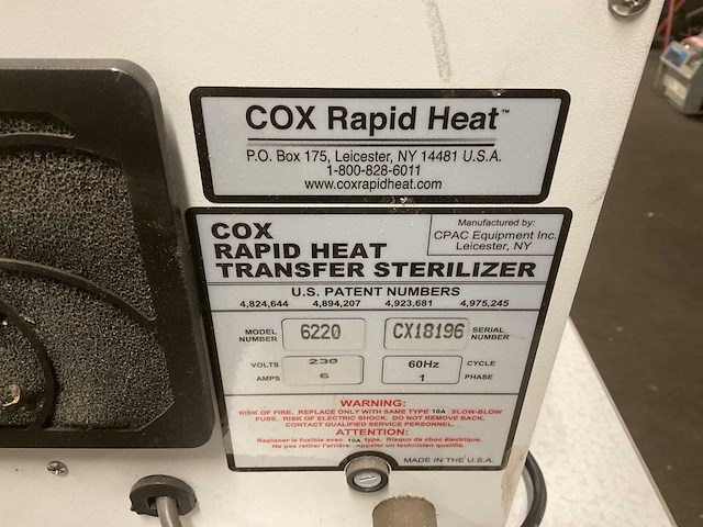 Cox rapid heat 6220 sterilizer - afbeelding 6 van  6