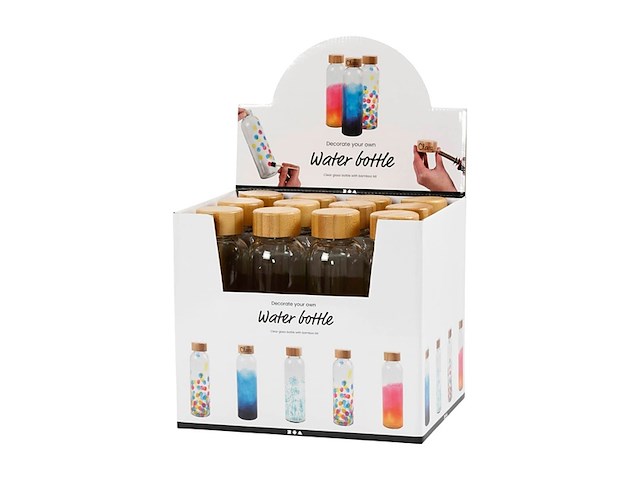 Creativ water bottle van glas in display - afbeelding 2 van  5