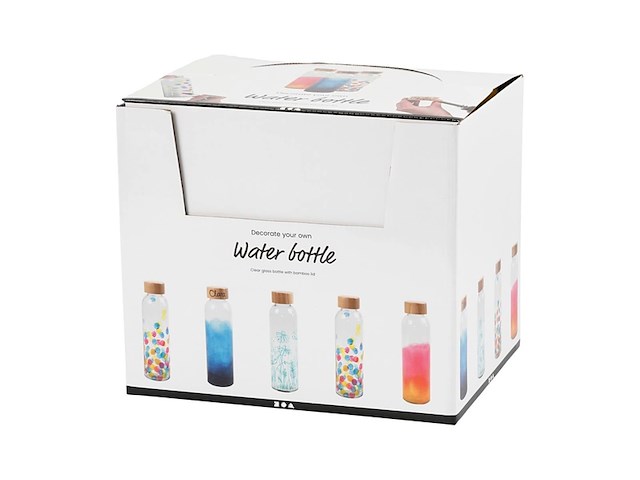 Creativ water bottle van glas in display - afbeelding 3 van  5