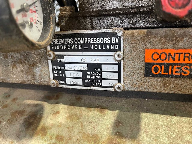 Creemers - cs 285 k - verrijdbare luchtcompressor - afbeelding 3 van  3
