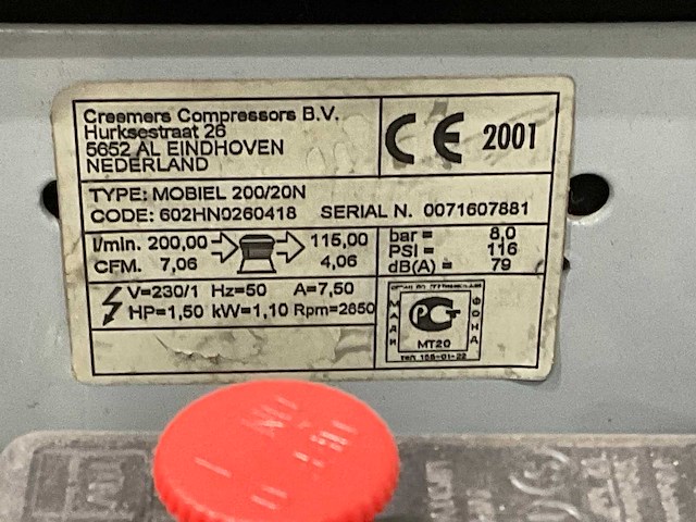 Creemers - mobiel 200/20n - compressor - afbeelding 9 van  9