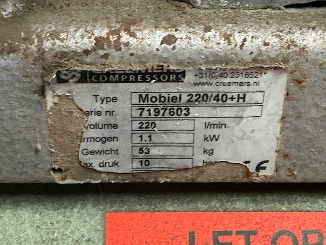 Creemers 220/40+h zuigercompressor - afbeelding 3 van  3