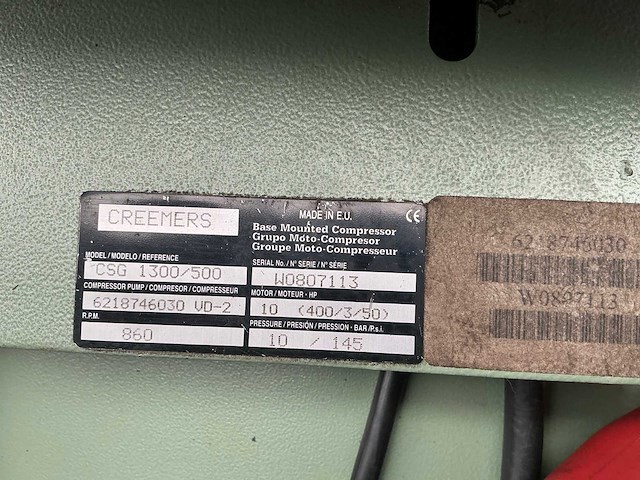 Creemers csg 1300/500 zuigercompressor - afbeelding 1 van  4