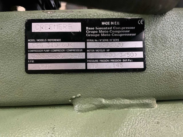 Creemers csg 310/60k luchtcompressor - afbeelding 6 van  6