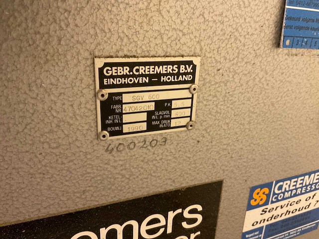 Creemers sgv 600 schroefcompressorinstallatie met tank en droger - afbeelding 9 van  11