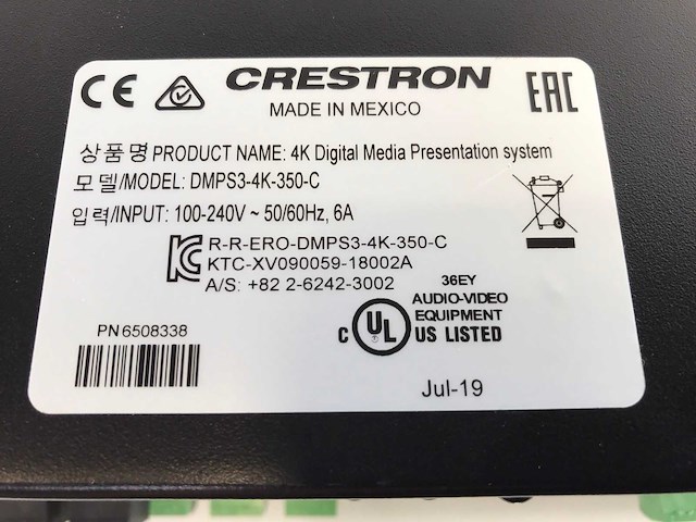 Crestron (dmps3-4k-350-c) 3-series 4k digitalmedia all-in-one presentation system - afbeelding 7 van  7