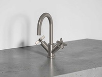 Cristina rubinetterie cross road wastafelkraan brushed steel 27cm - afbeelding 1 van  8