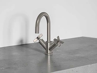 Cristina rubinetterie cross road wastafelkraan brushed steel 27cm