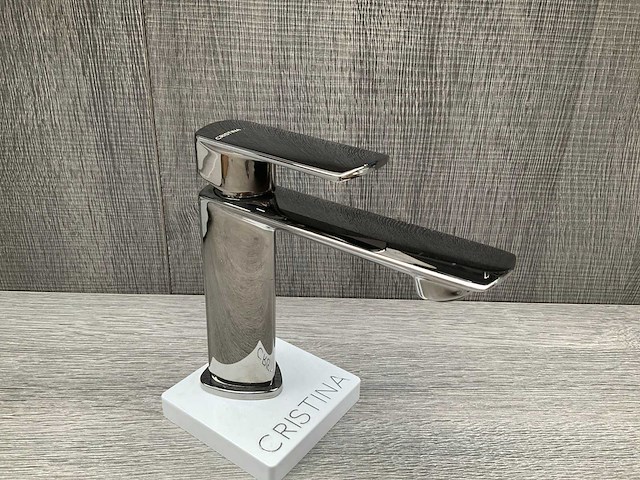 Cristina rubinetterie profilo wastafelkraan polished black chrome - afbeelding 3 van  8
