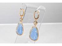 Crivelli gouden oorhangers met grote natuurlijke edelstenen en diamanten - afbeelding 4 van  7