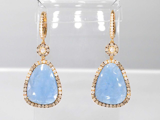 Crivelli gouden oorhangers met natuurlijke edelstenen en diamanten - afbeelding 1 van  7