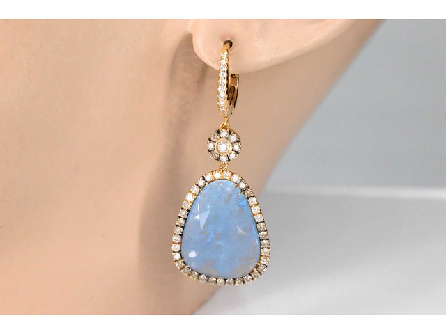 Crivelli gouden oorhangers met natuurlijke edelstenen en diamanten - afbeelding 2 van  7