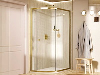 Crosswater clear 6 quadrant brushed brass douchecabine 100x80