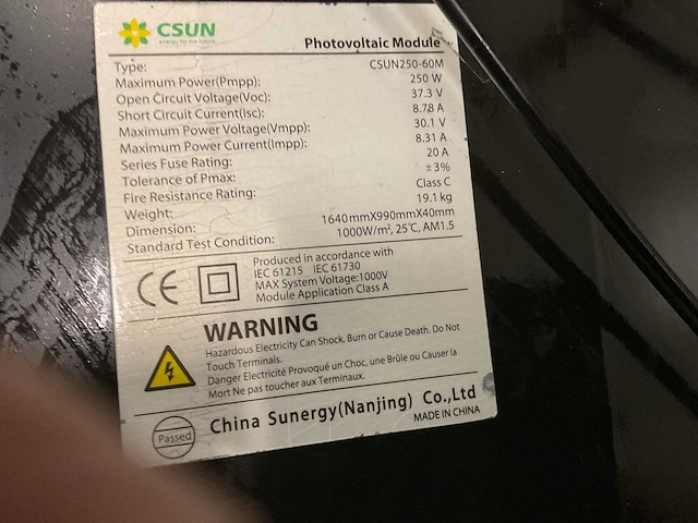 Csun csun250-60 zonnepaneel (12x) - afbeelding 3 van  3