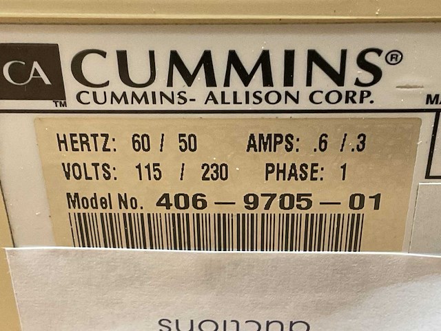 Cummins 406-9705-01 geldtelmachine - afbeelding 6 van  6